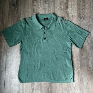 Paul Smith Teal Short Sleeve Polo Short with Red Accent Organic Cotton Sz Small